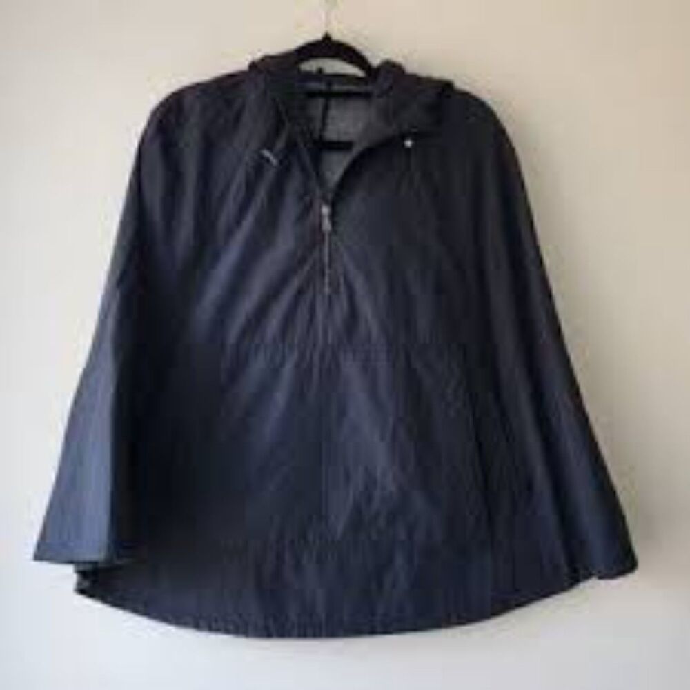 Theory Black Hooded Cape Raincoat